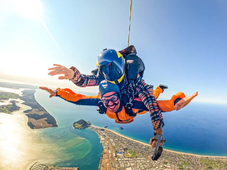 From Tauranga: Skydive over Mount Maunganui - The freefall and the quieter ride back