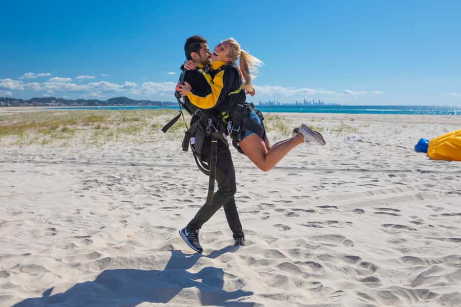 Gold Coast: Tandem Skydiving Experience - A beach landing and the walk back